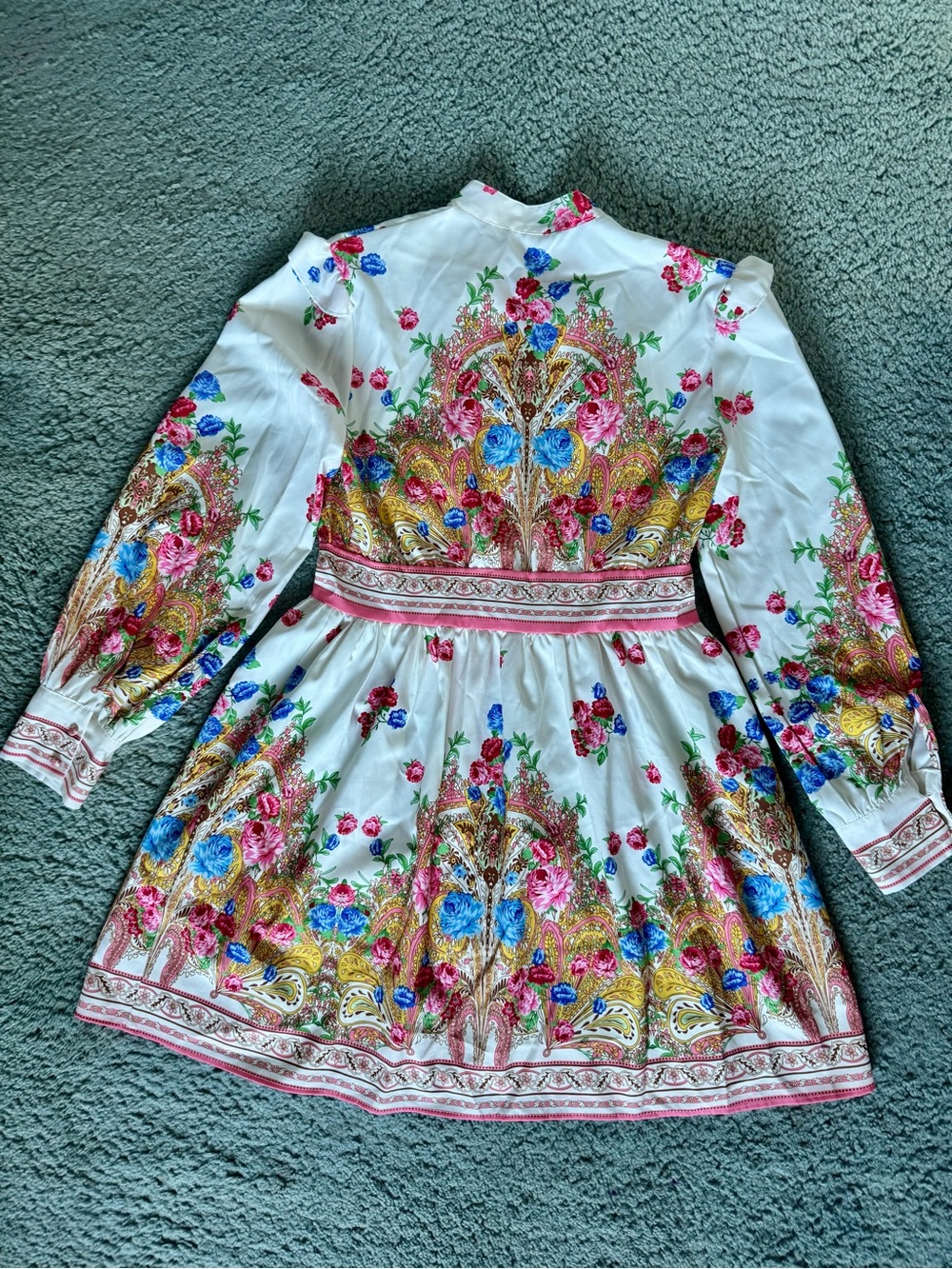 SHEIN White Floral Paisley Mini Dress with Pink & Blue Accents - Picture 14 of 14